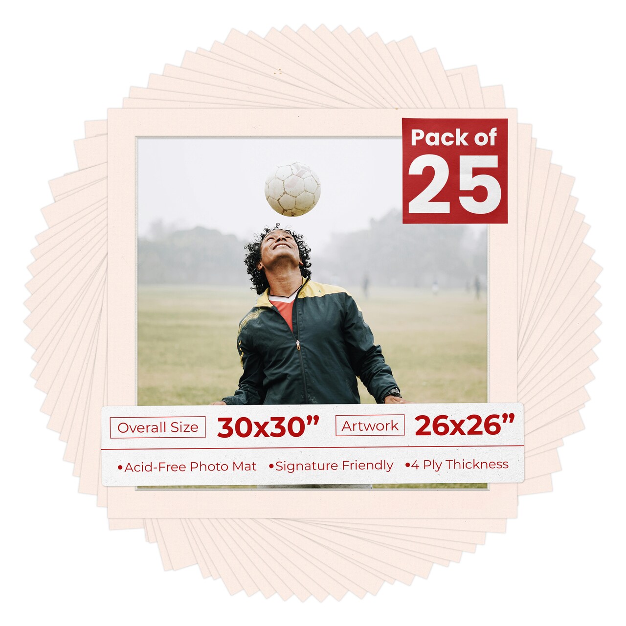 Oyster Bay Beige Mat Board for 30x30 Frames - Fits 26x26 Photos